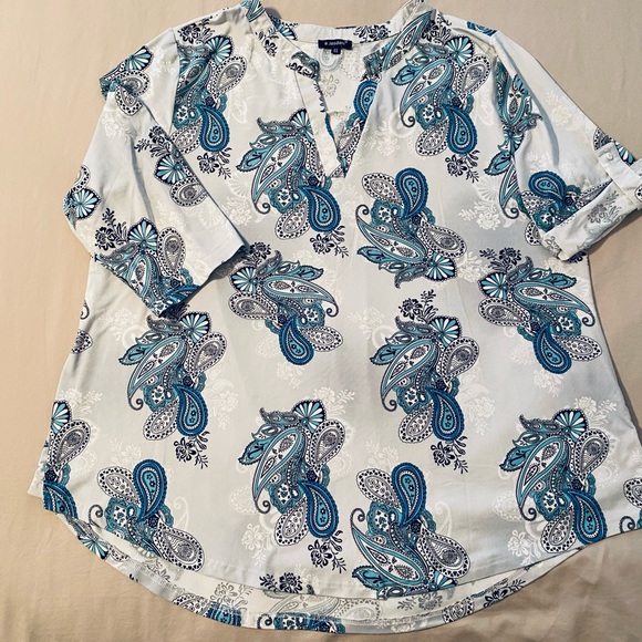 A. Jesdani silver, turquoise and black tunic size 3X - Picture 1 of 2